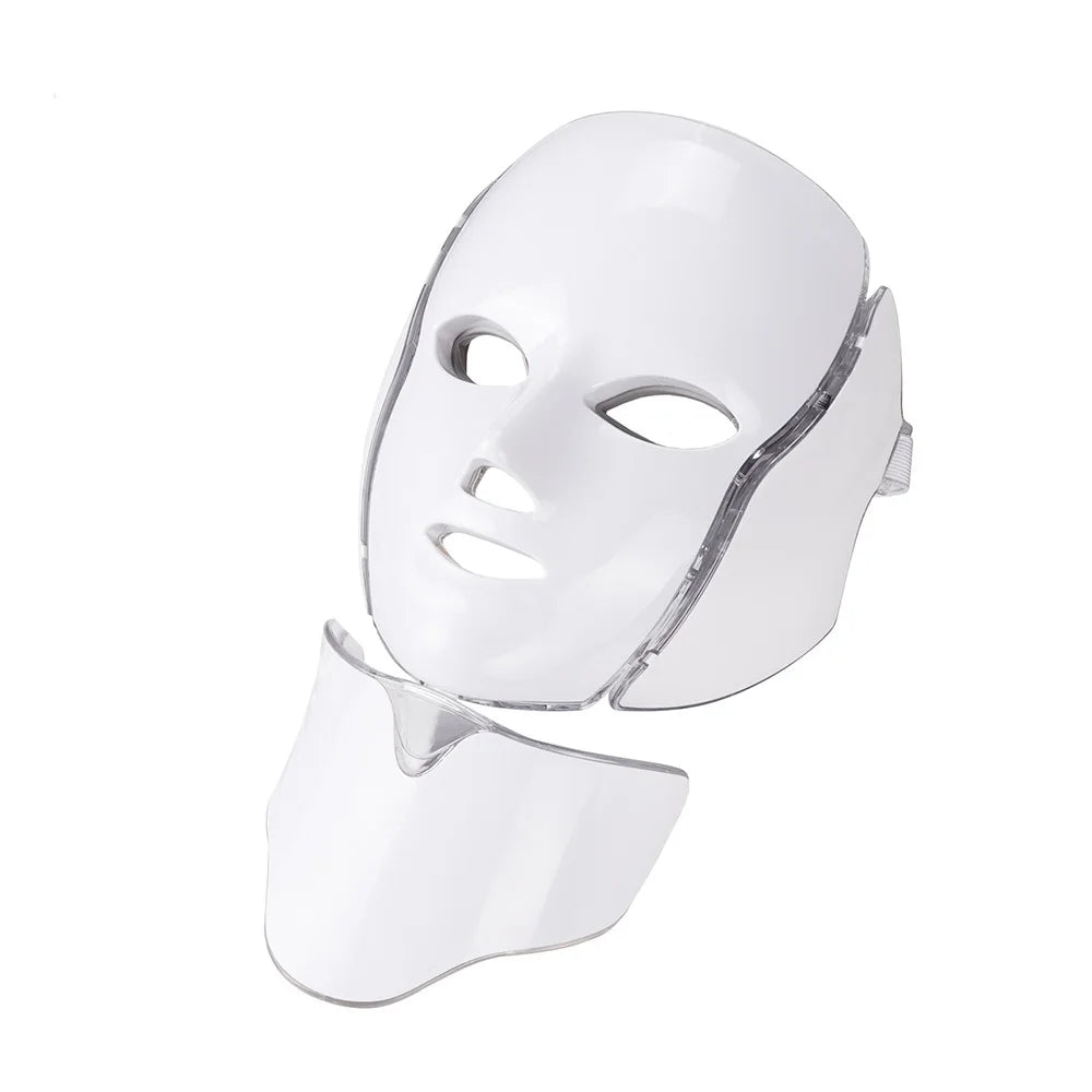 7-Color LED Facial Mask with Neck Light – Skin Rejuvenation, Anti-Acne, and Face Lifting Beauty Device