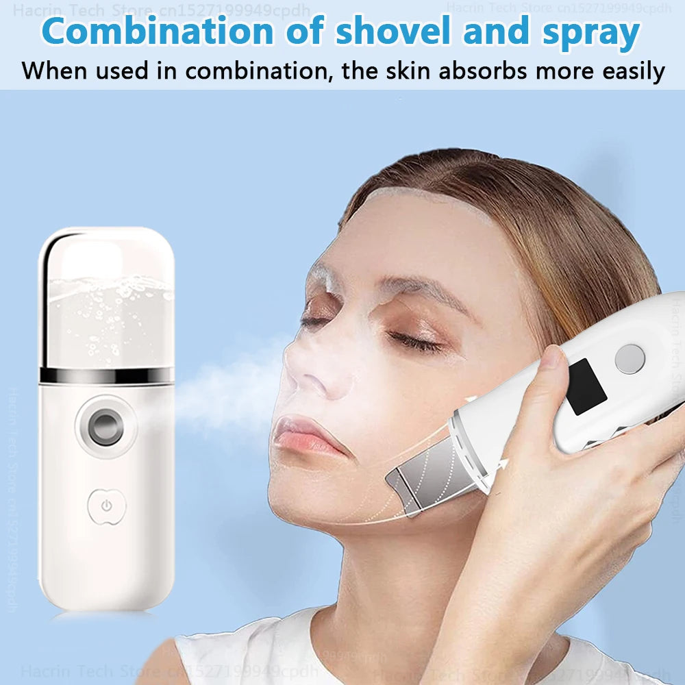 Ultrasonic Face Scrubber – Deep Facial Cleansing Spatula for Acne, Pore Cleaning, and Skin Peeling – Ultrasonic Facial Cleanser for Radiant, Clear Skin