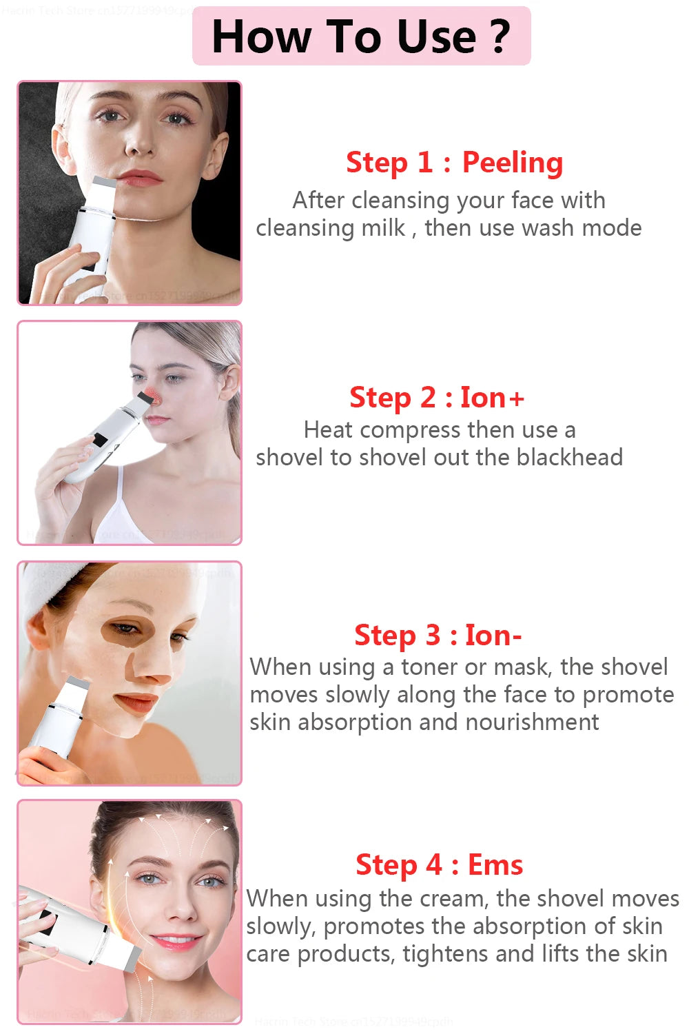 Ultrasonic Face Scrubber – Deep Facial Cleansing Spatula for Acne, Pore Cleaning, and Skin Peeling – Ultrasonic Facial Cleanser for Radiant, Clear Skin