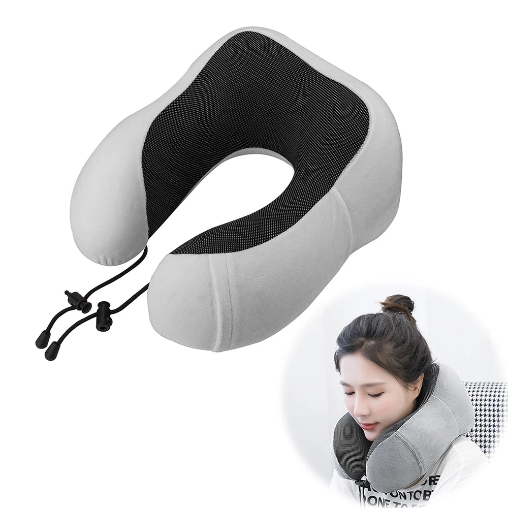 Memory Foam Car Neck Pillow โ Soft U-Shaped Travel Cushion for Cervical Support. Ergonomic Neck Rest Pad for Comfort and Interior Car Accessories