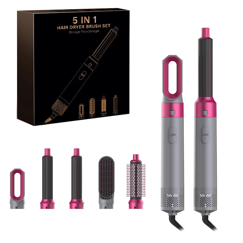 5-in-1 Professional Hair Dryer and Styling Tool Set – Hot Comb, Curling Iron, Hair Straightener, and Airwrap for All-in-One Hair Care