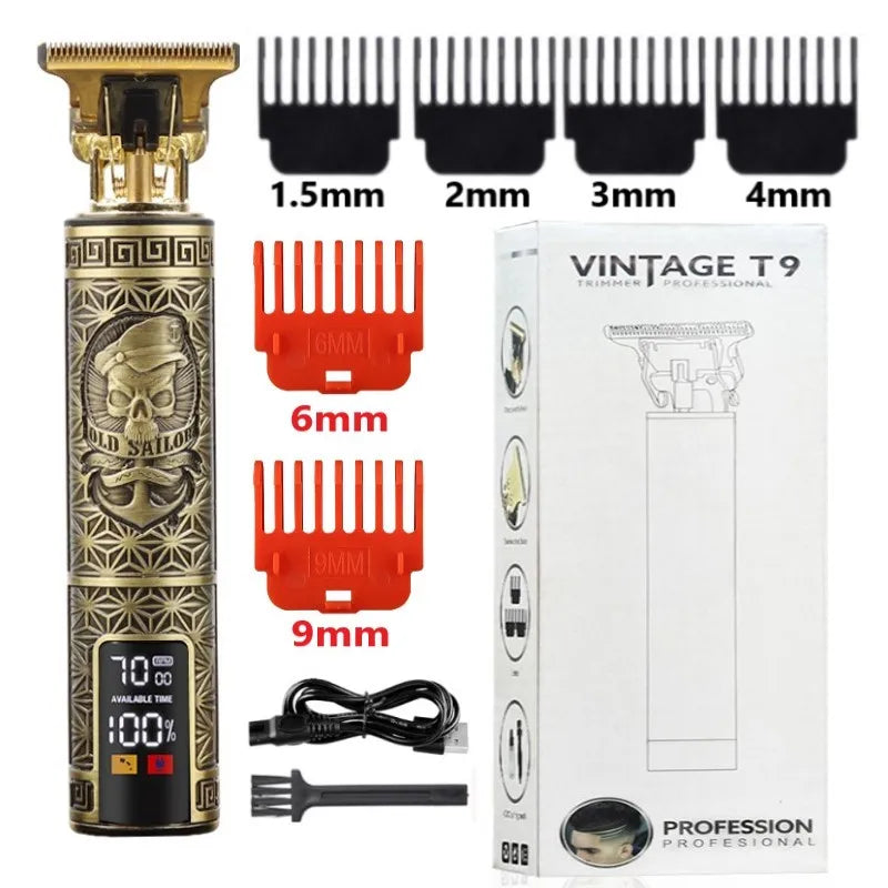 2025 T9 0mm Cordless Electric Hair Trimmer – Professional Beard & Hair Cutting Clippers for Men. Rechargeable Barber-Grade Grooming Machine