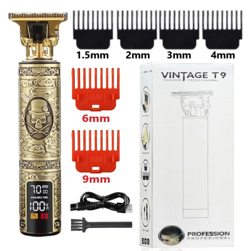 2025 T9 0mm Cordless Electric Hair Trimmer – Professional Beard & Hair Cutting Clippers for Men. Rechargeable Barber-Grade Grooming Machine