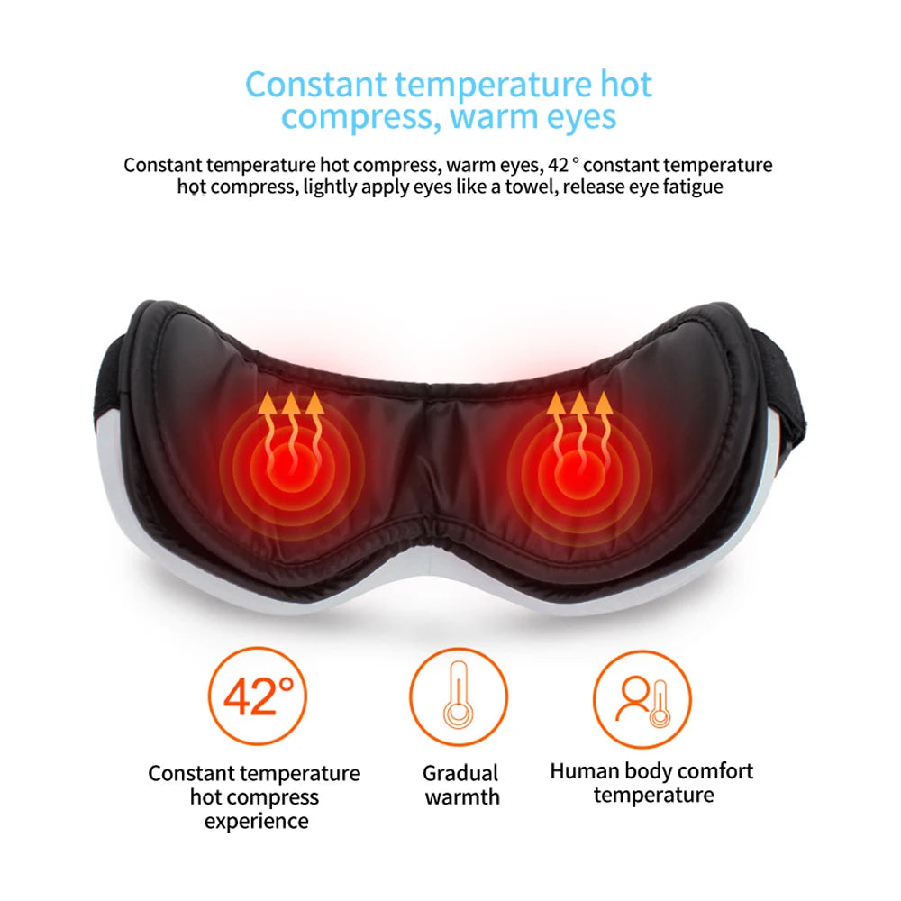 Foldable Eye Massager with Warm Vibration and Bluetooth Music for Relaxation & Fatigue Relief
