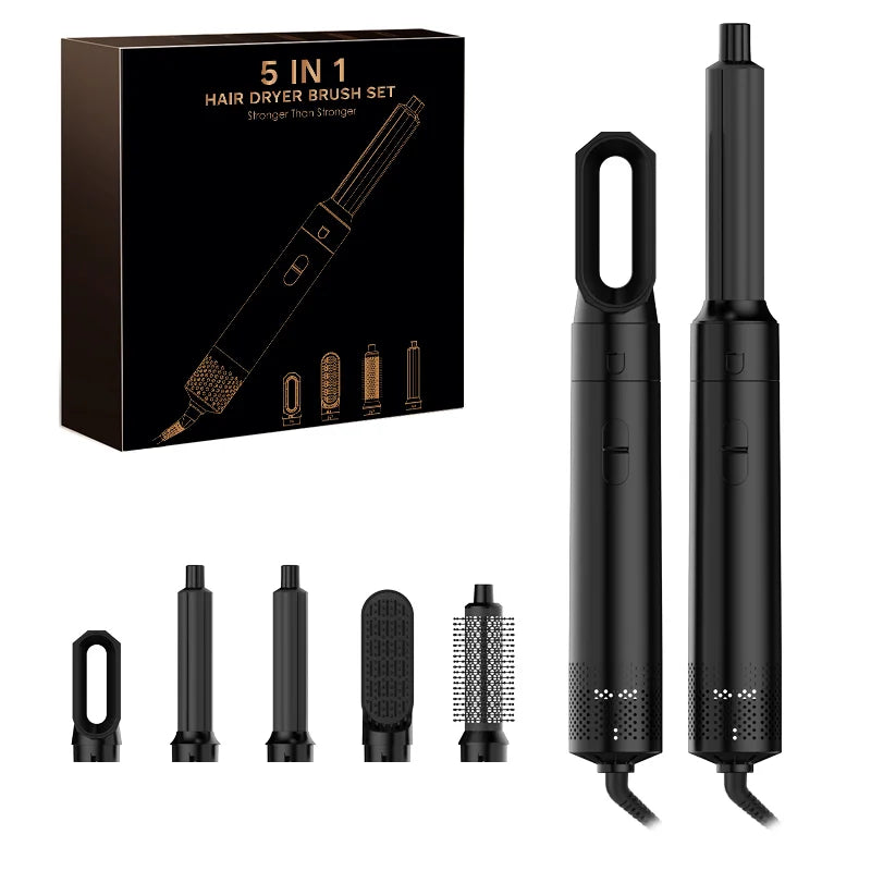 5-in-1 Professional Hair Dryer and Styling Tool Set – Hot Comb, Curling Iron, Hair Straightener, and Airwrap for All-in-One Hair Care
