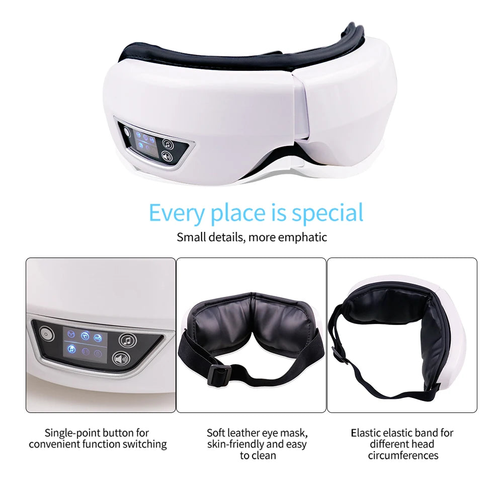 Foldable Eye Massager with Warm Vibration and Bluetooth Music for Relaxation & Fatigue Relief