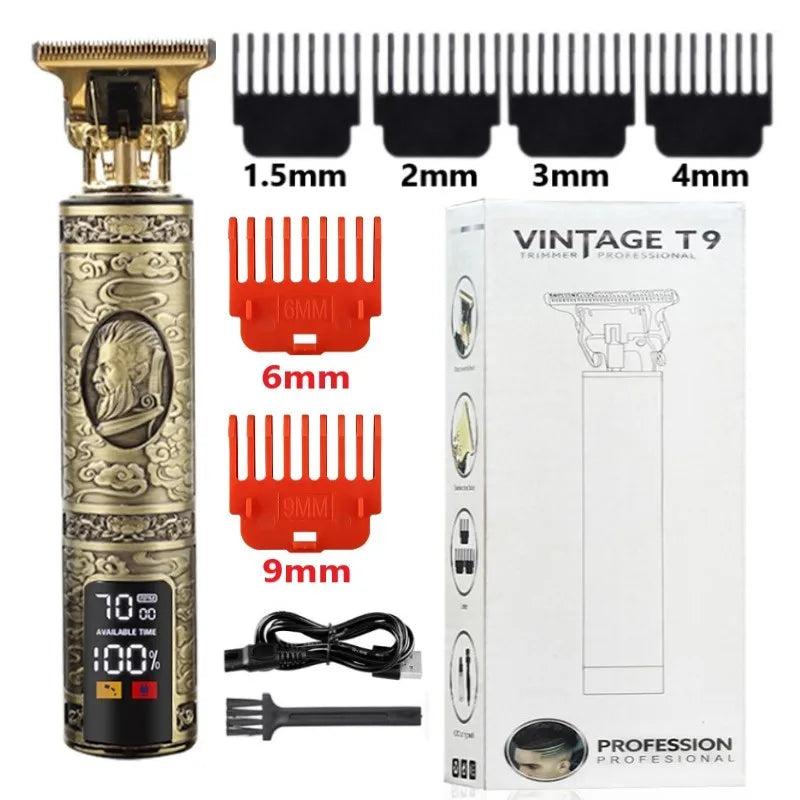 2025 T9 0mm Cordless Electric Hair Trimmer – Professional Beard & Hair Cutting Clippers for Men. Rechargeable Barber-Grade Grooming Machine