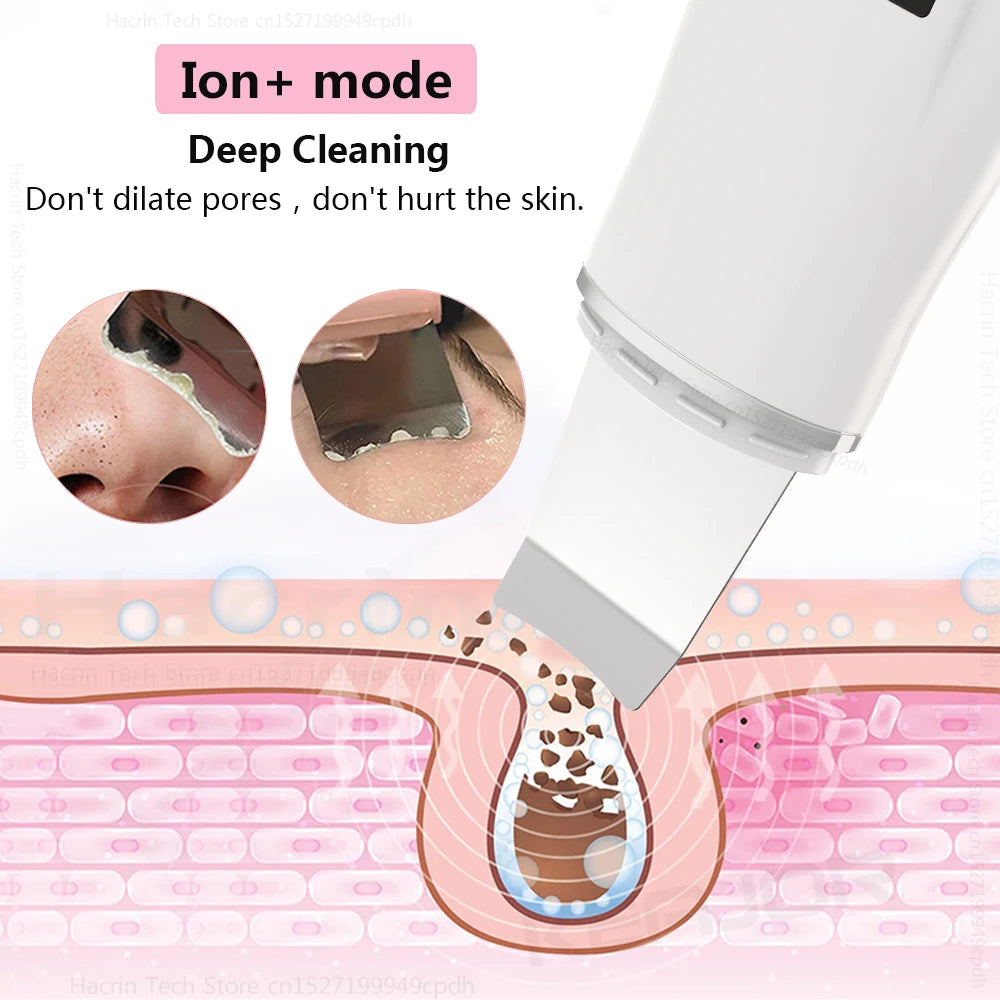 Ultrasonic Face Scrubber – Deep Facial Cleansing Spatula for Acne, Pore Cleaning, and Skin Peeling – Ultrasonic Facial Cleanser for Radiant, Clear Skin