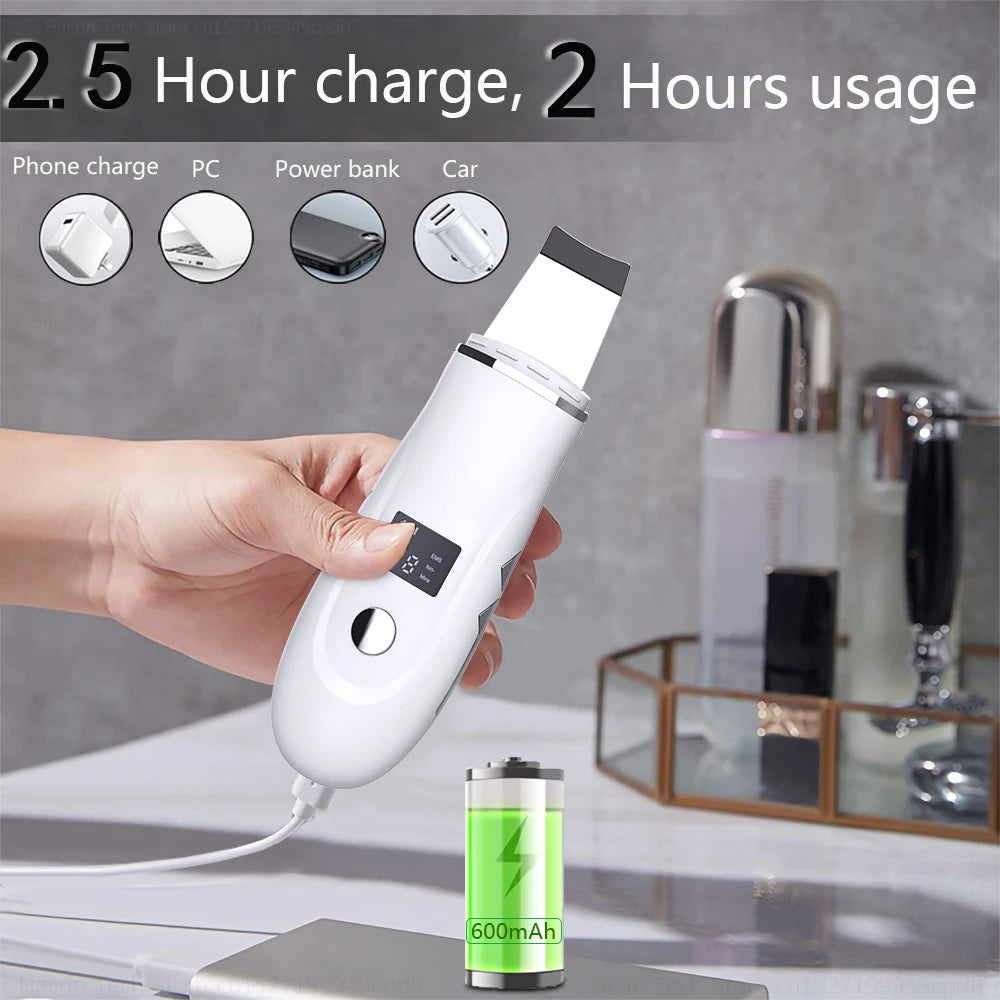 Ultrasonic Face Scrubber – Deep Facial Cleansing Spatula for Acne, Pore Cleaning, and Skin Peeling – Ultrasonic Facial Cleanser for Radiant, Clear Skin