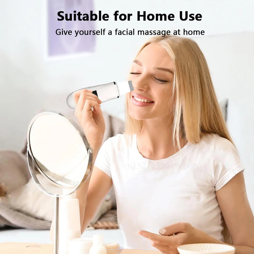 Ultrasonic Face Scrubber – Deep Facial Cleansing Spatula for Acne, Pore Cleaning, and Skin Peeling – Ultrasonic Facial Cleanser for Radiant, Clear Skin