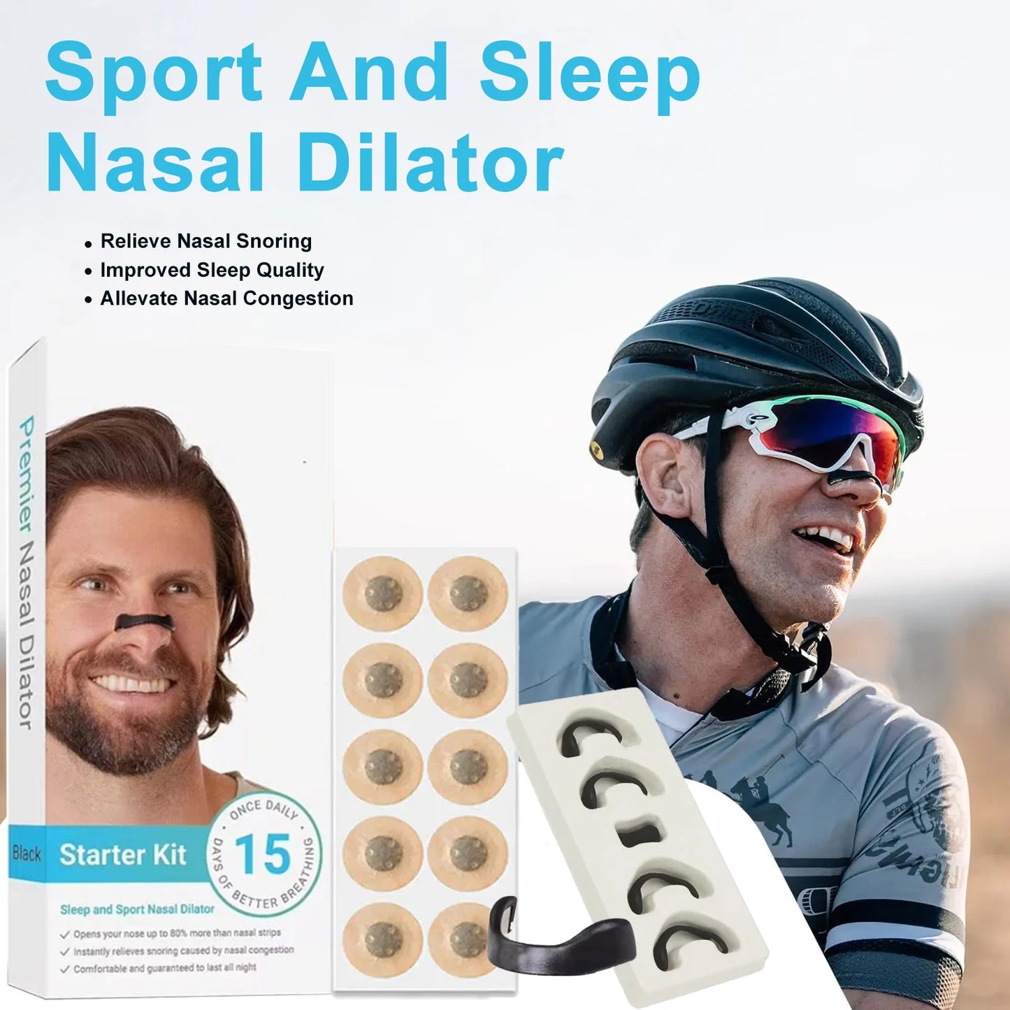 Sports Nasal Dilator Starter Kit – Magnetic Nasal Strips and Nose Breathing Dilators to Reduce Snoring and Improve Sleep