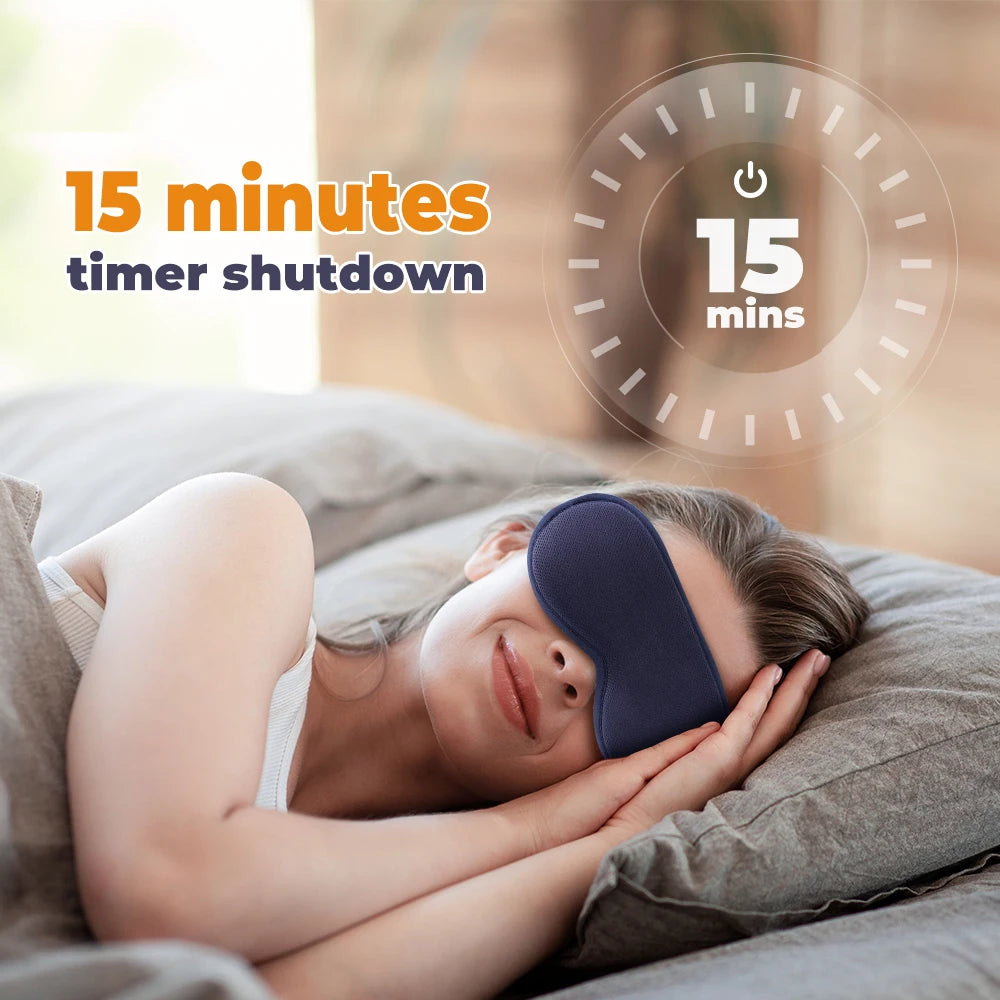 3D Electric Steam Eye Mask – 3-Level Hot Compress with 6-Level Vibration Massage, Smart Timing, Constant Temperature, and Sleep Shading for Eye Relief and Relaxation
