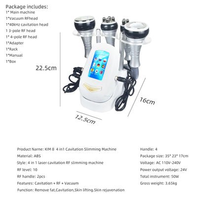 40K 4-in-1 Cavitation Ultrasonic Body Slimming Machine – Vacuum Beauty Device for Skin Tightening, Face Lifting, and Advanced Facial Massage & Skin Care