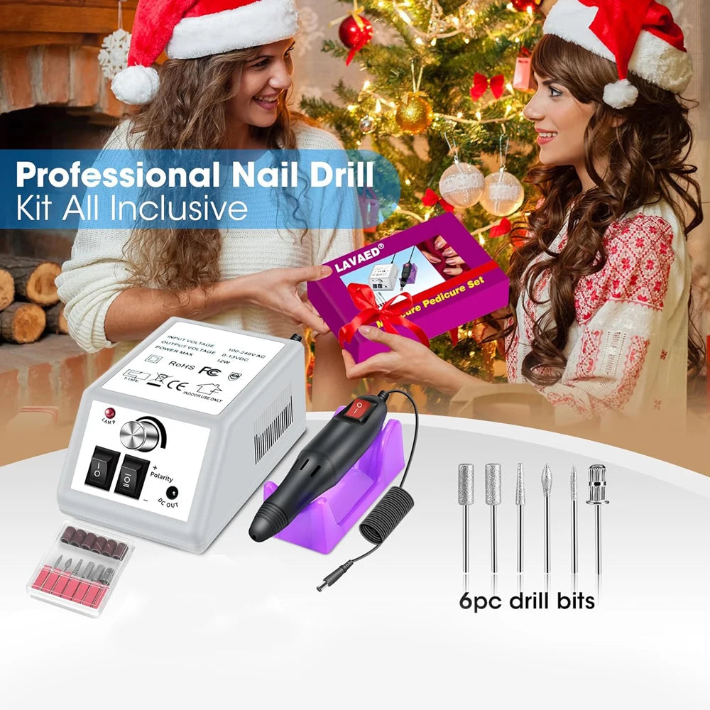 Professional Electric Nail Drill Machine – Low Noise Electric Nail Sander and File for Acrylic Nails, Gel Art, and Manicures