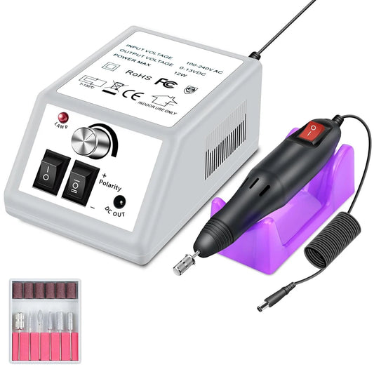 Professional Electric Nail Drill Machine – Low Noise Electric Nail Sander and File for Acrylic Nails, Gel Art, and Manicures