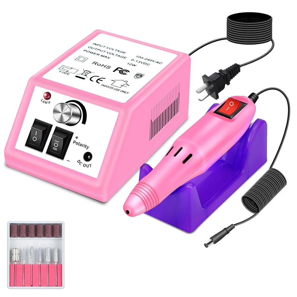 Professional Electric Nail Drill Machine – Low Noise Electric Nail Sander and File for Acrylic Nails, Gel Art, and Manicures