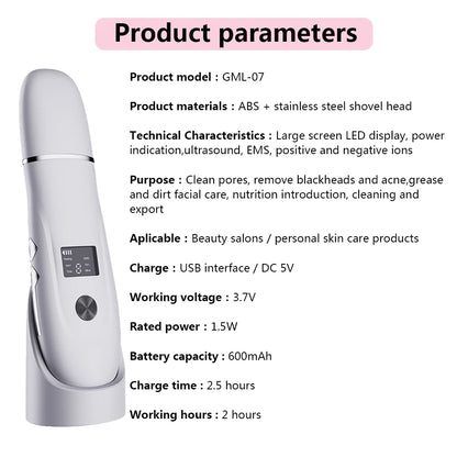 Ultrasonic Face Scrubber – Deep Facial Cleansing Spatula for Acne, Pore Cleaning, and Skin Peeling – Ultrasonic Facial Cleanser for Radiant, Clear Skin