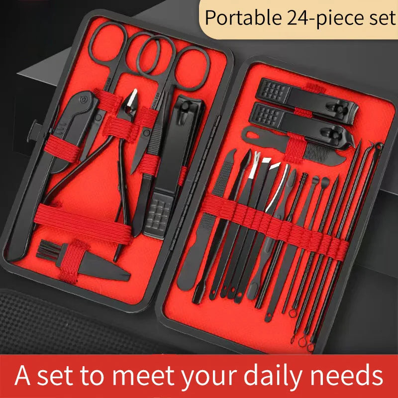 24-Piece Convenient Nail Clipper Set – Complete Manicure and Pedicure Kit with Nail Clippers, Trimmers, Pedicure Knife, and Ear Peeling Tool – Beauty Tools for Perfect Grooming
