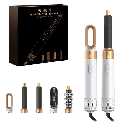 5-in-1 Professional Hair Dryer and Styling Tool Set – Hot Comb, Curling Iron, Hair Straightener, and Airwrap for All-in-One Hair Care